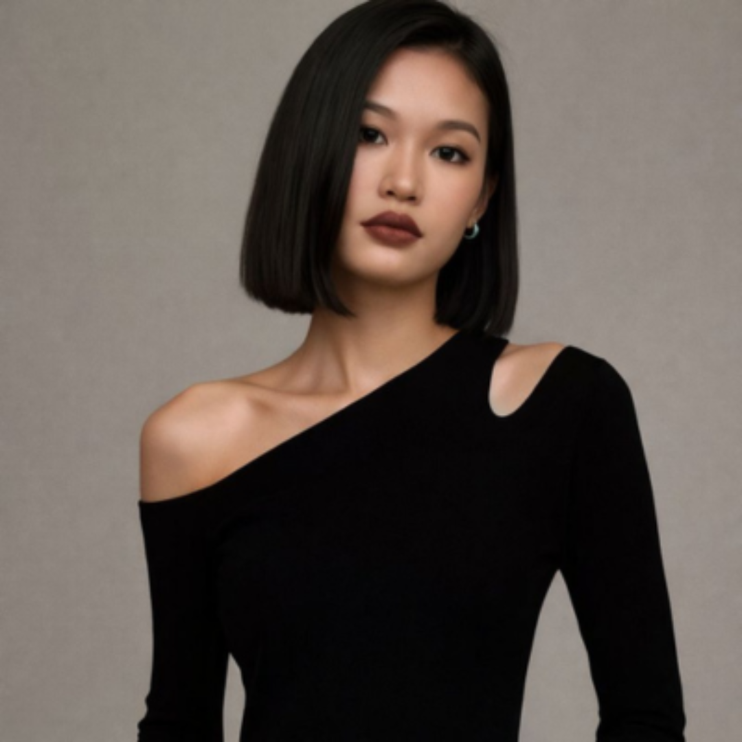 Camiseta manga larga cuello oblicuo